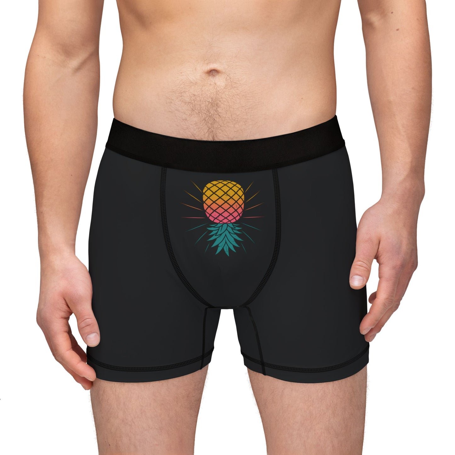 Pineapple Print Men's AOP Boxer Briefs, Stylish Underwear, Gift