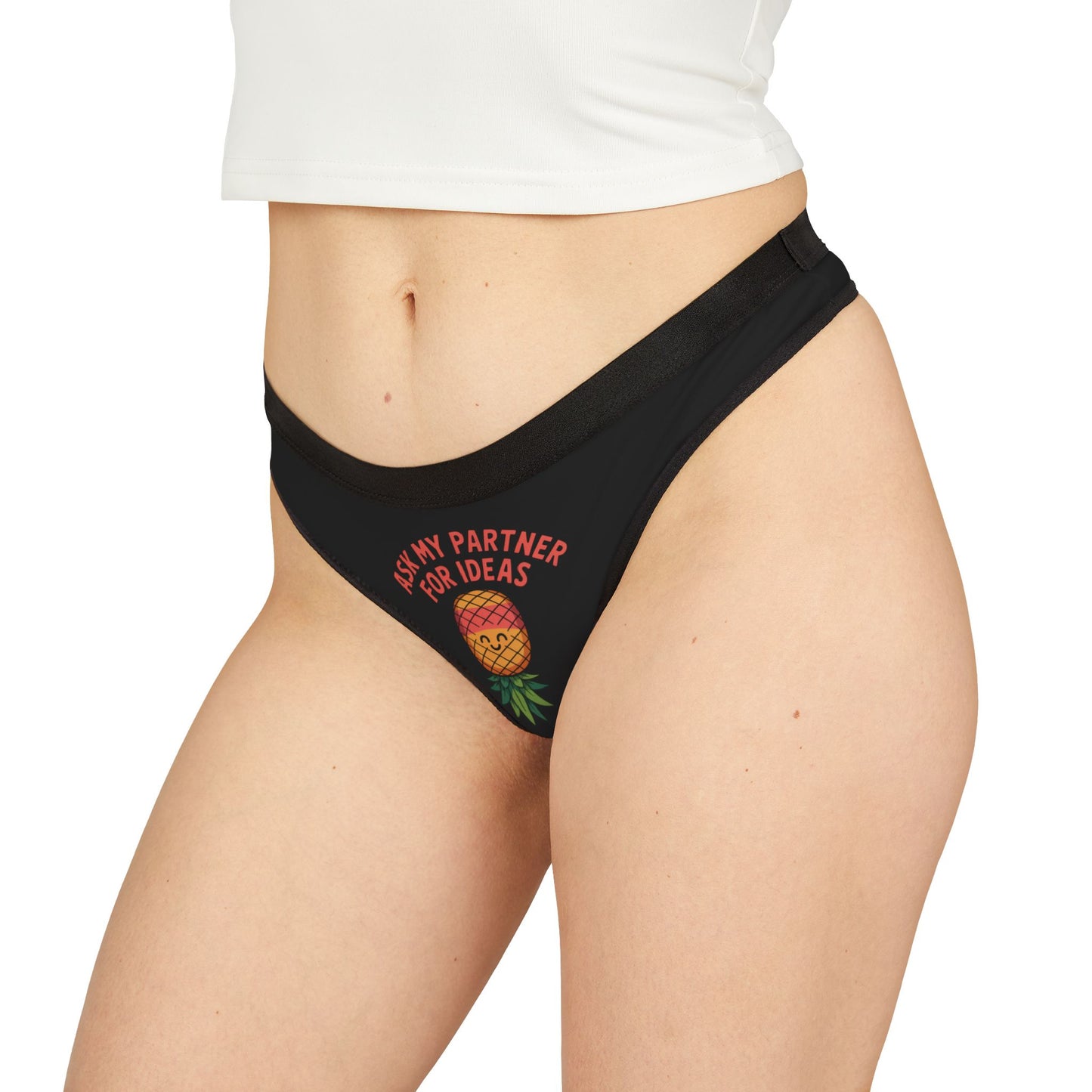 Ask My Partner For Ideas Print Women's Thongs, Cute Underwear, Summer Lingerie, Gift