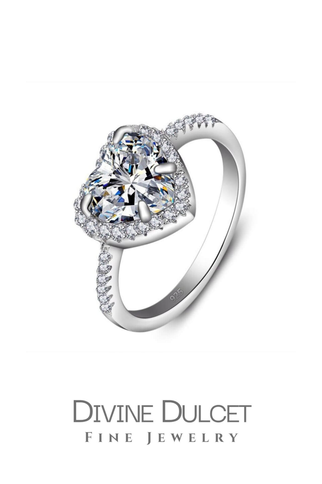 925 Silver Halo Heart Ring