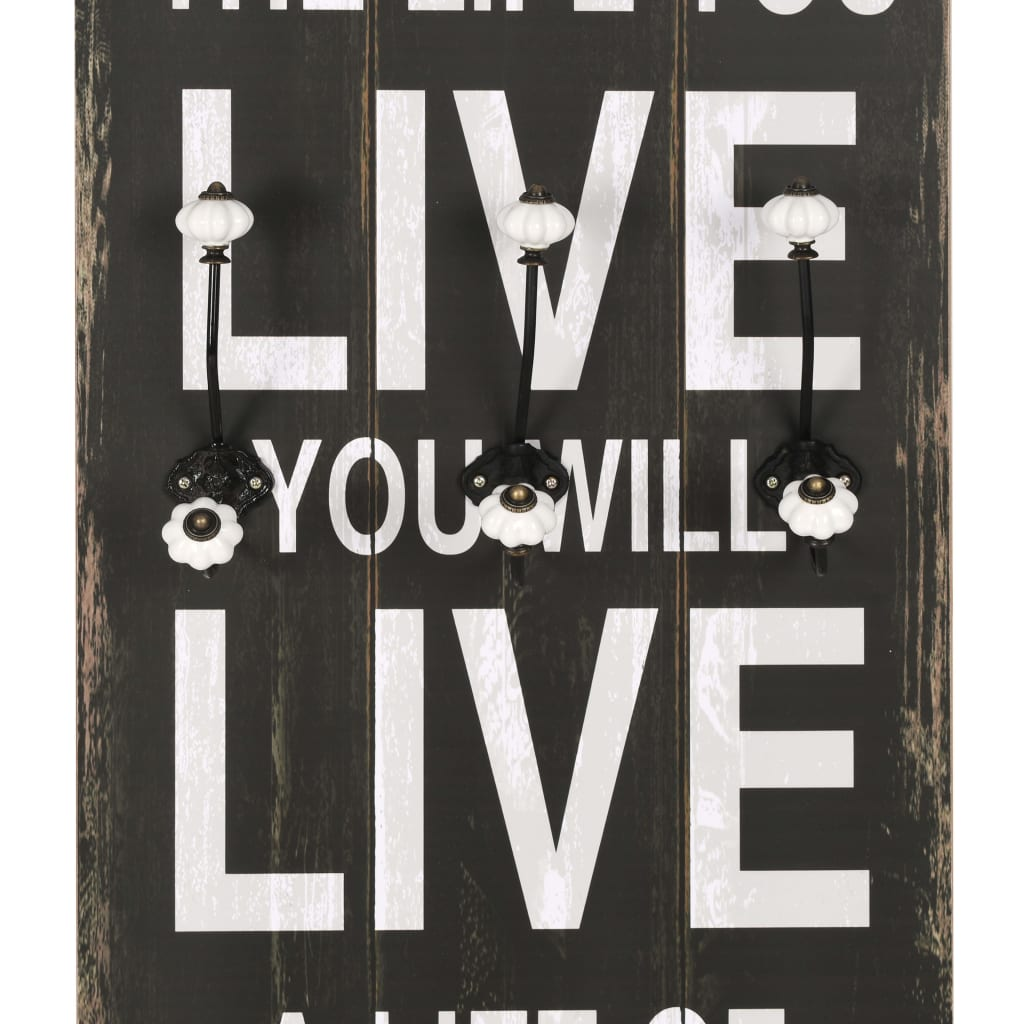 vidaXL Wall-mounted Coat Rack with 6 Hooks 120x40 cm LOVE LIVE