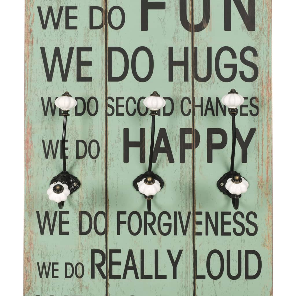 vidaXL Wall-mounted Coat Rack with 6 Hooks 120x40 cm HAPPY LOVE