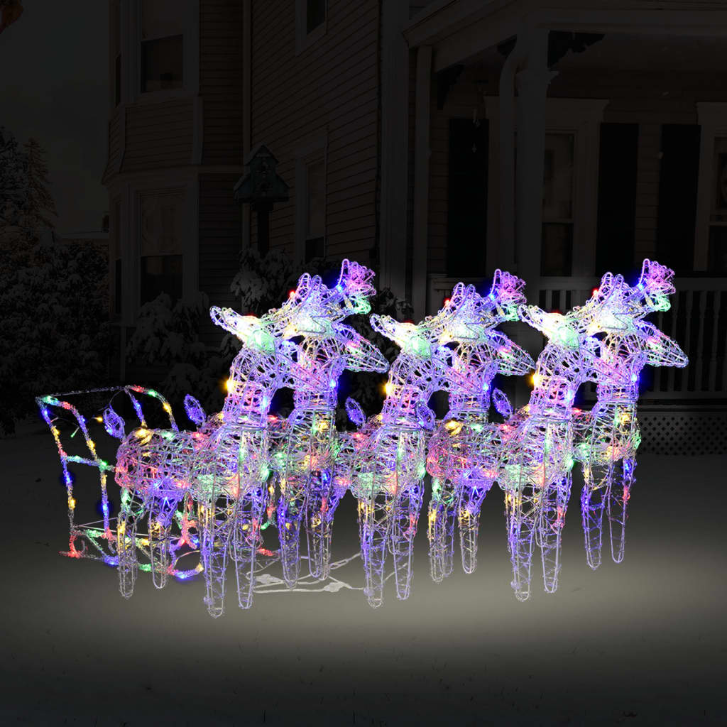 vidaXL Reindeers & Sleigh Christmas Decoration 320 LEDs Acrylic