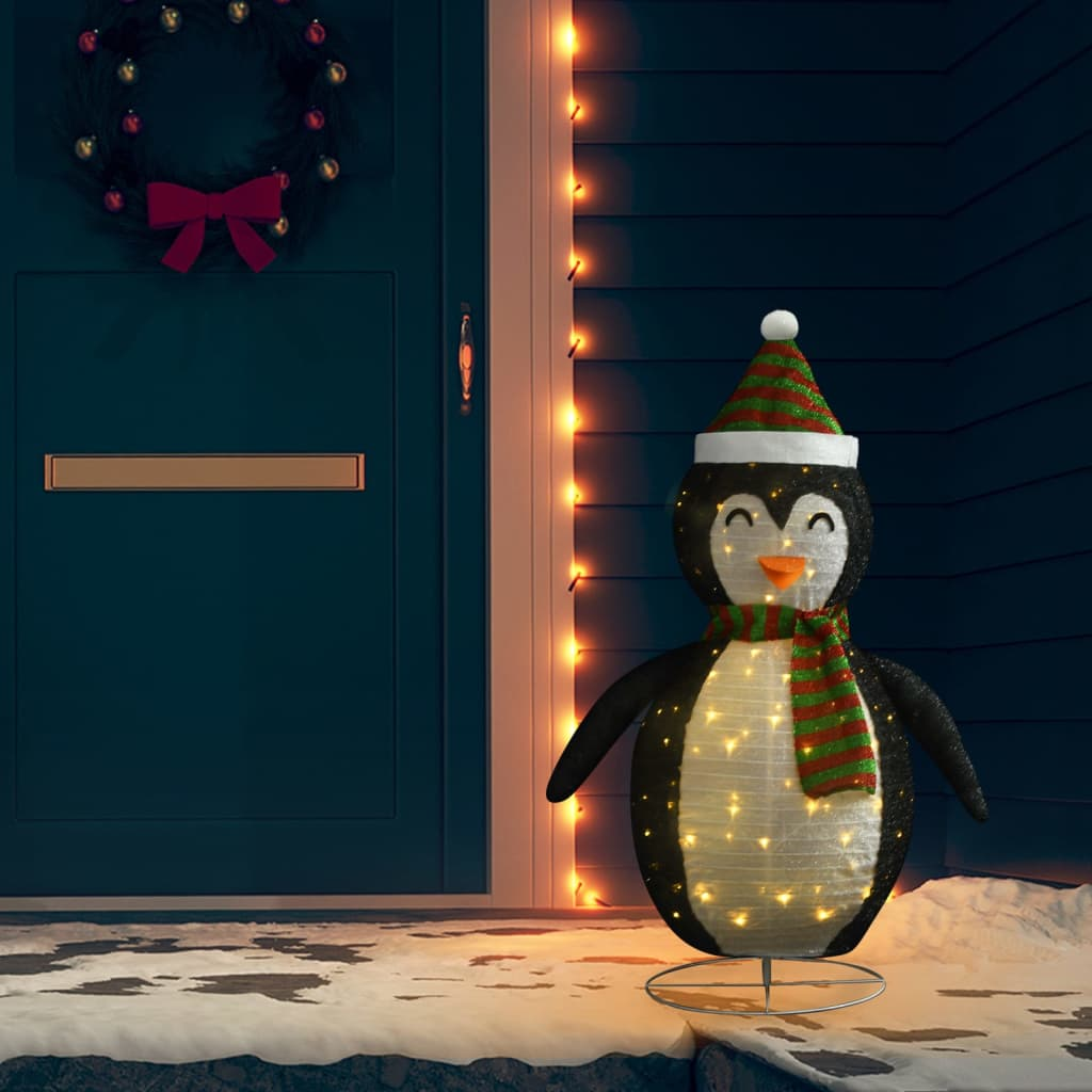 vidaXL Decorative Christmas Snow Penguin Figure LED Luxury Fabric 120cm