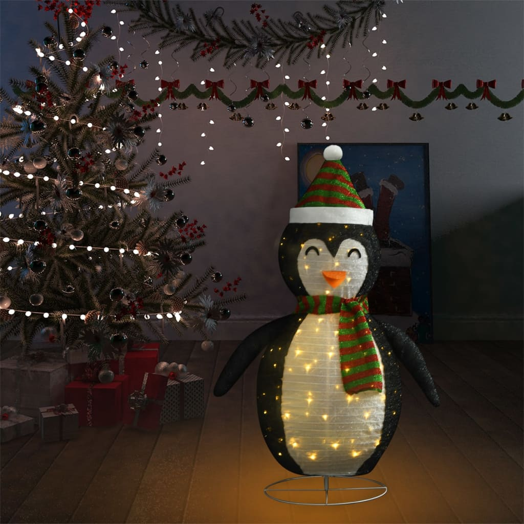 vidaXL Decorative Christmas Snow Penguin Figure LED Luxury Fabric 120cm