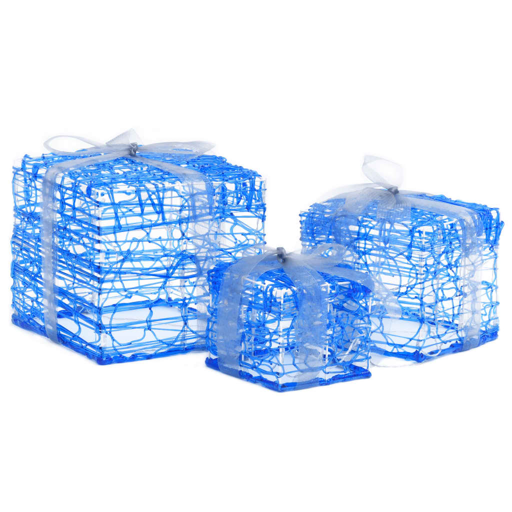 vidaXL Decorative Acrylic Christmas Gift Boxes 3 pcs Cold White