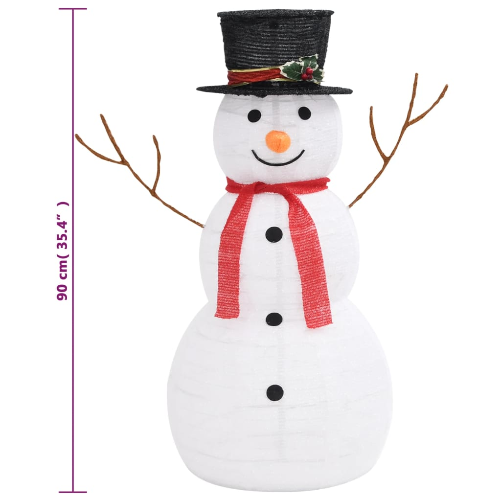 vidaXL Decorative Christmas Snowman Figure with LED Luxury Fabric 90cm