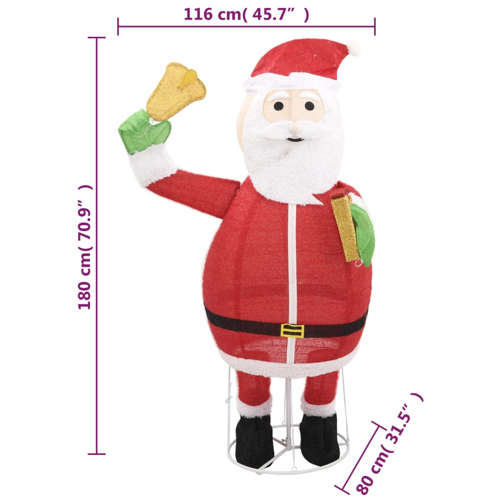 vidaXL Decorative Christmas Santa Claus Figure LED Luxury Fabric 180 cm