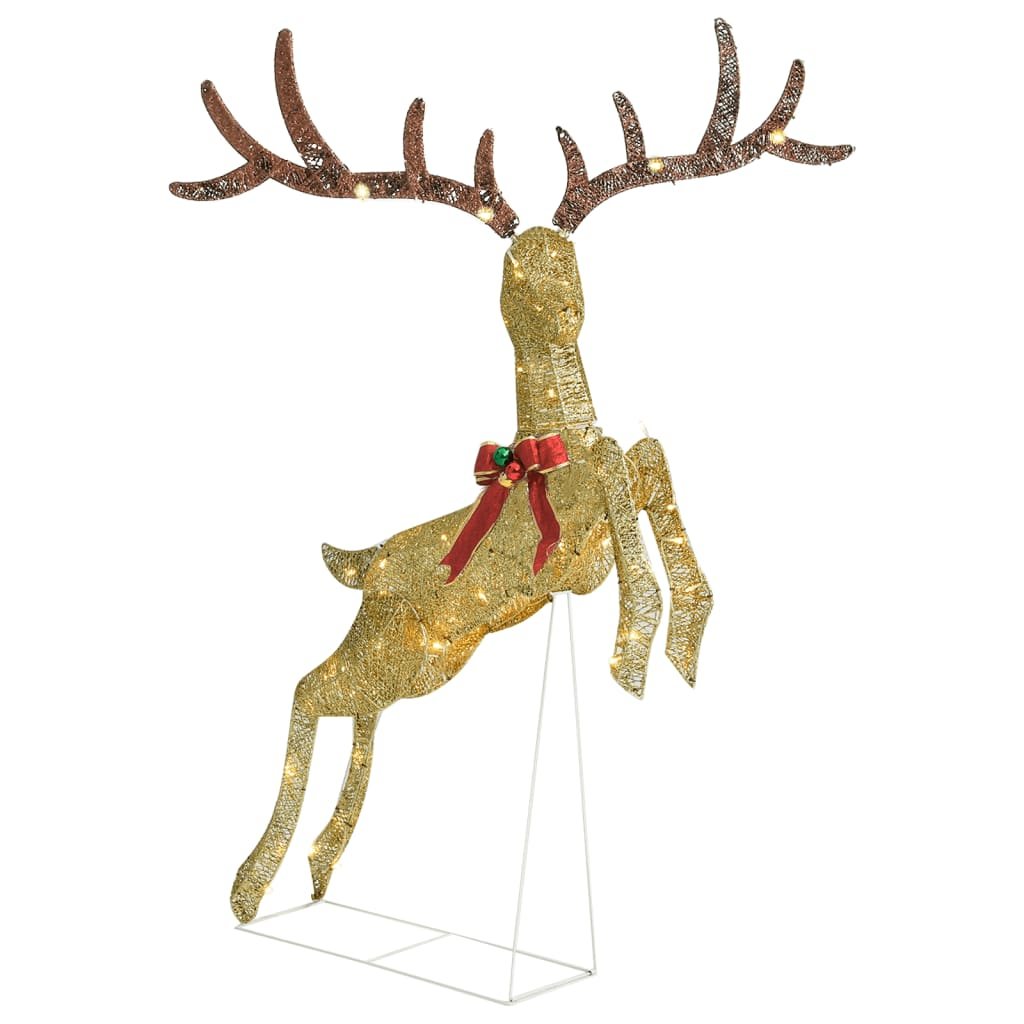vidaXL Flying Reindeer Christmas Decoration 120 LEDs Gold Warm White
