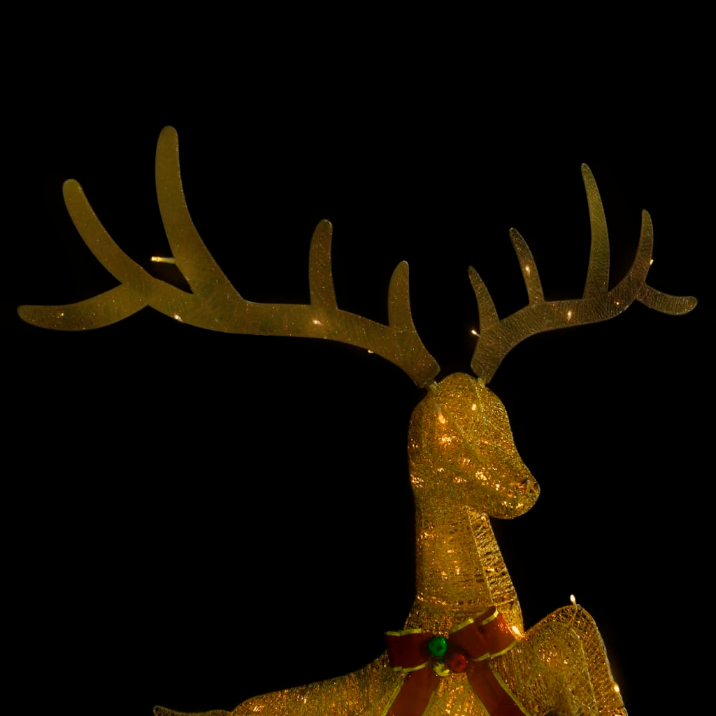 vidaXL Flying Reindeer Christmas Decoration 120 LEDs Gold Warm White