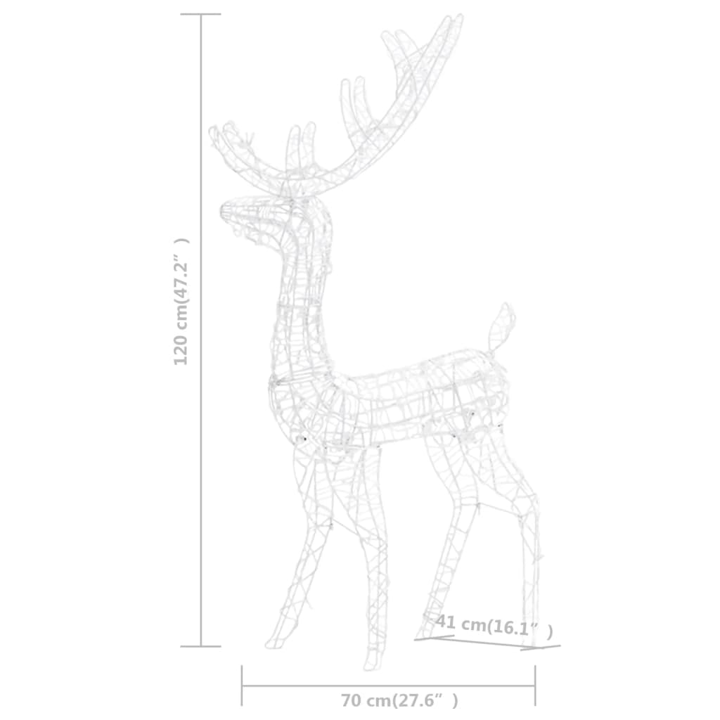 vidaXL Acrylic Reindeer Christmas Decorations 3 pcs 120cm Multicolour