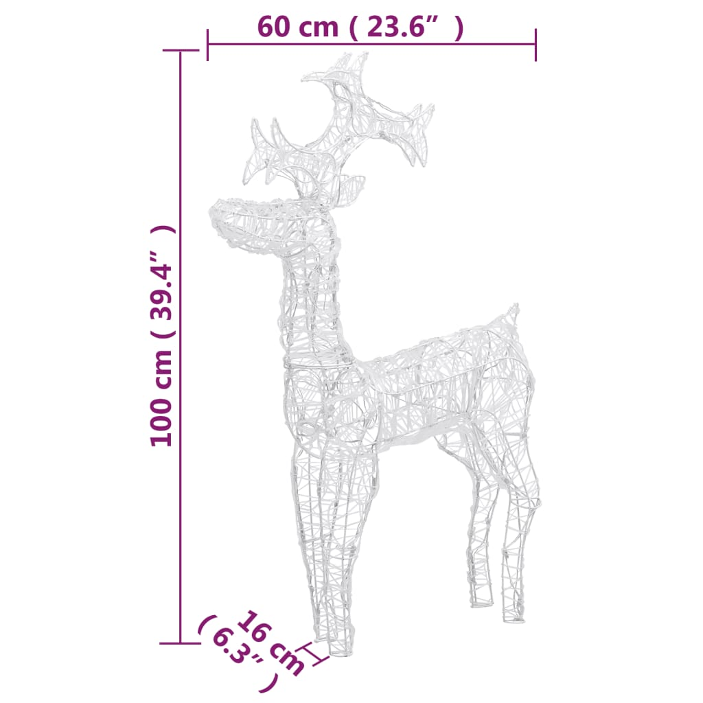 vidaXL Reindeer Christmas Decorations 3 pcs 60x16x100 cm Acrylic
