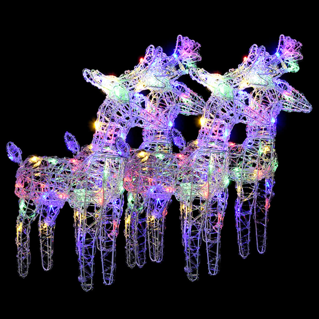 vidaXL Christmas Reindeers 4 pcs Multicolour 160 LEDs Acrylic