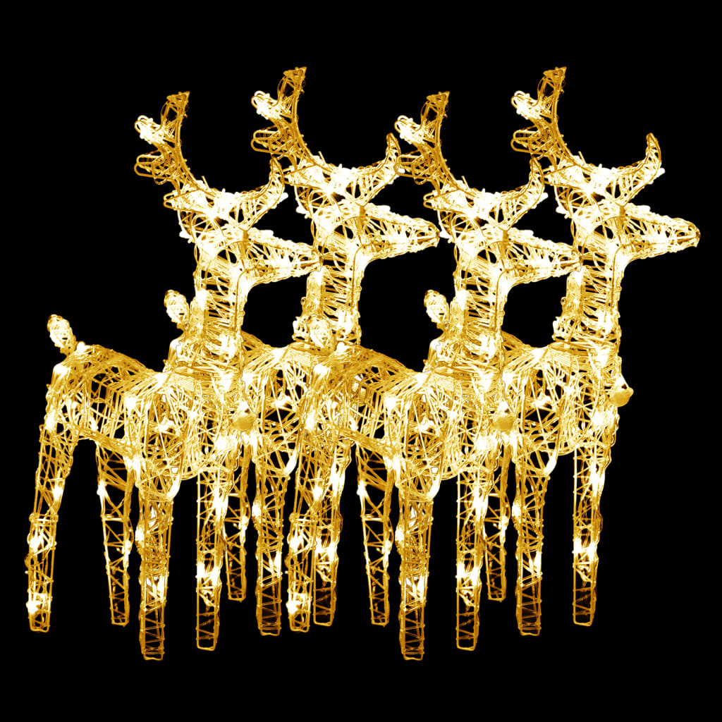 vidaXL Christmas Reindeers 4 pcs Warm White 160 LEDs Acrylic