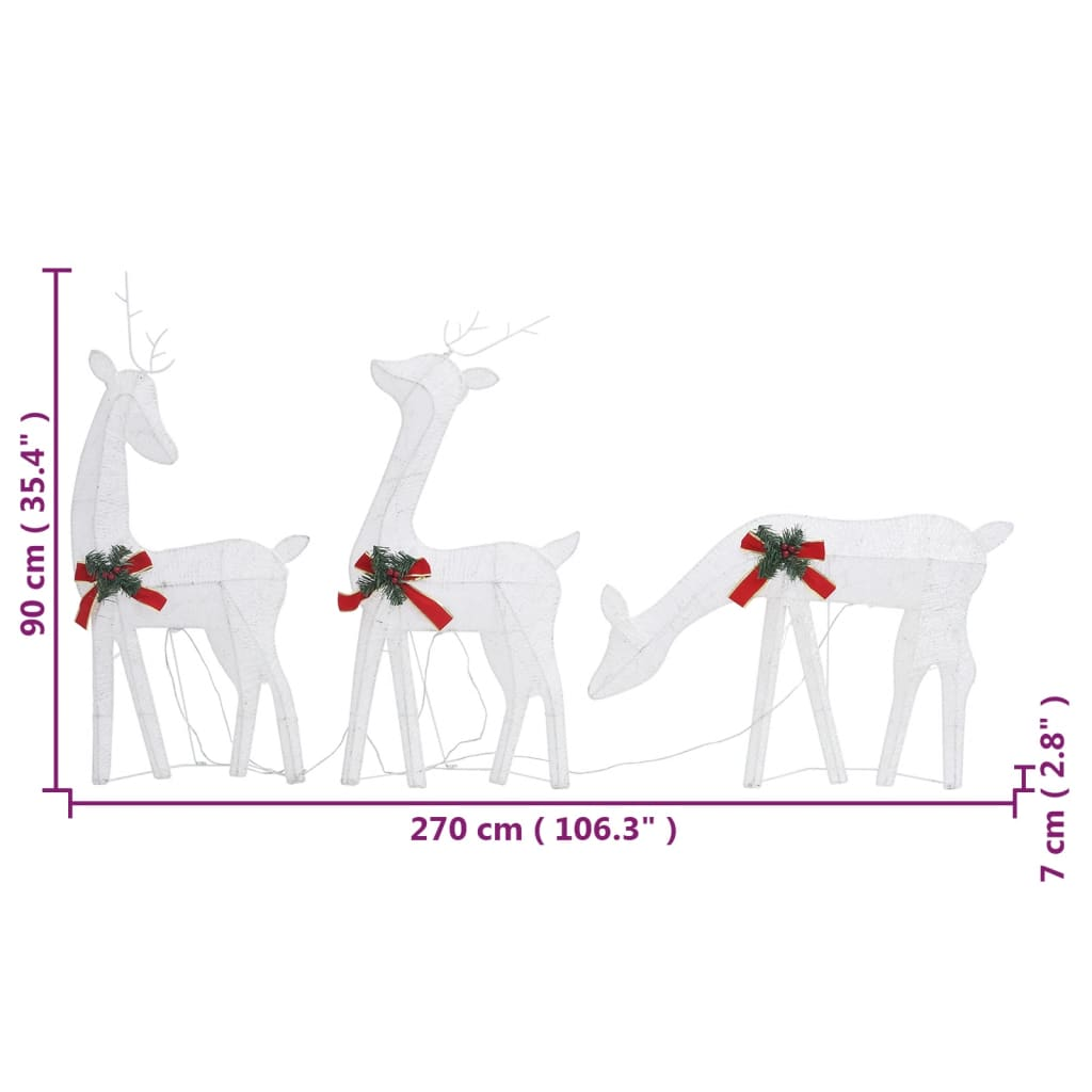 vidaXL Christmas Reindeers 6 pcs White Cold White Mesh