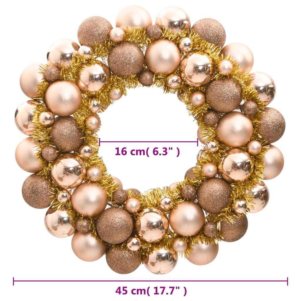 vidaXL Christmas Wreath Rose Gold 45 cm Polystyrene