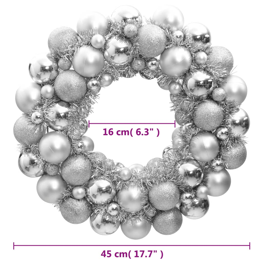 vidaXL Christmas Wreath Silver 45 cm Polystyrene