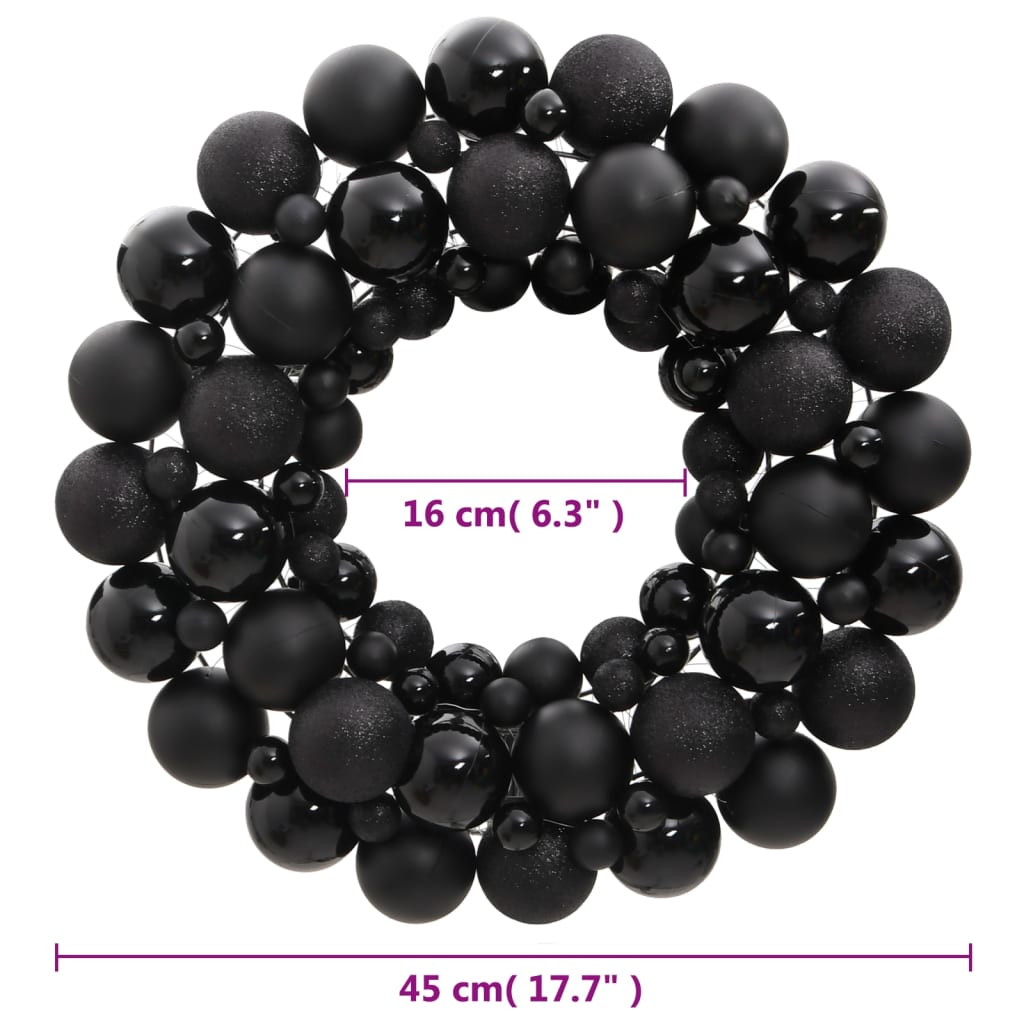 vidaXL Christmas Wreath Black 45 cm Polystyrene