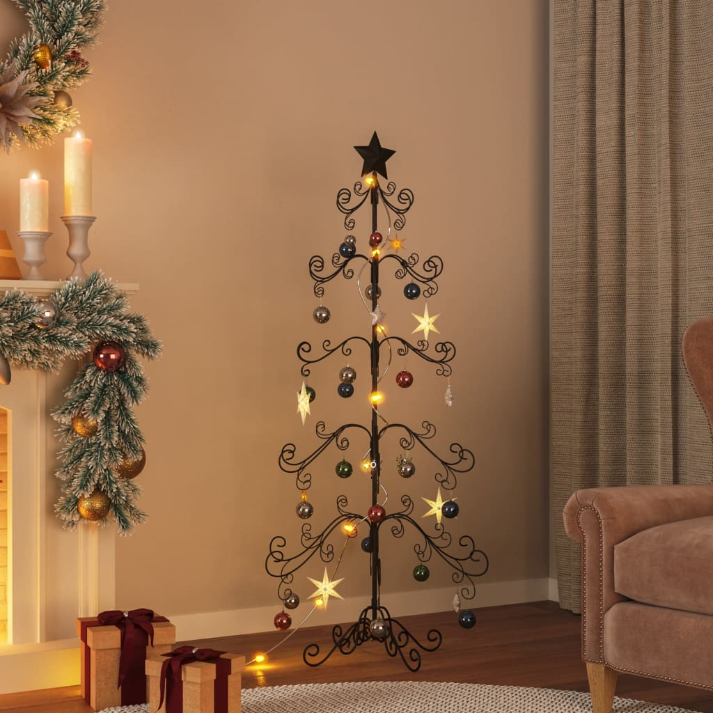 vidaXL Metal Christmas Tree for Decoration Black 150 cm