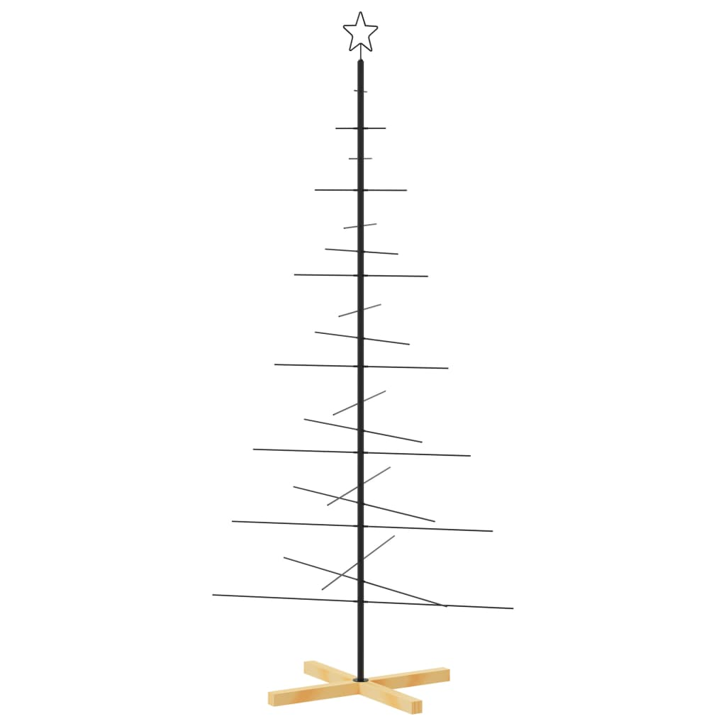 vidaXL Metal Christmas Tree with Wooden Base Black 180 cm