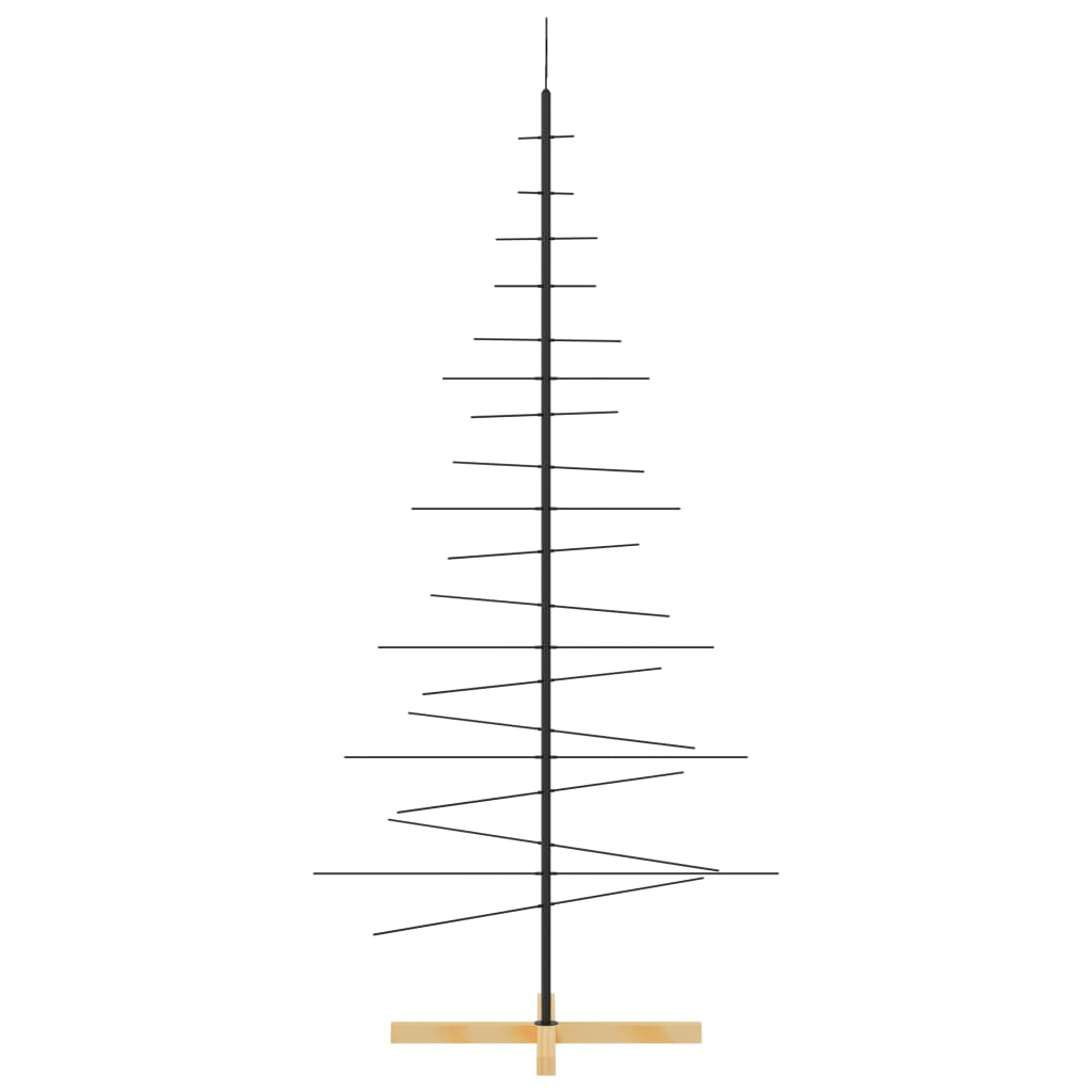 vidaXL Metal Christmas Tree with Wooden Base Black 180 cm