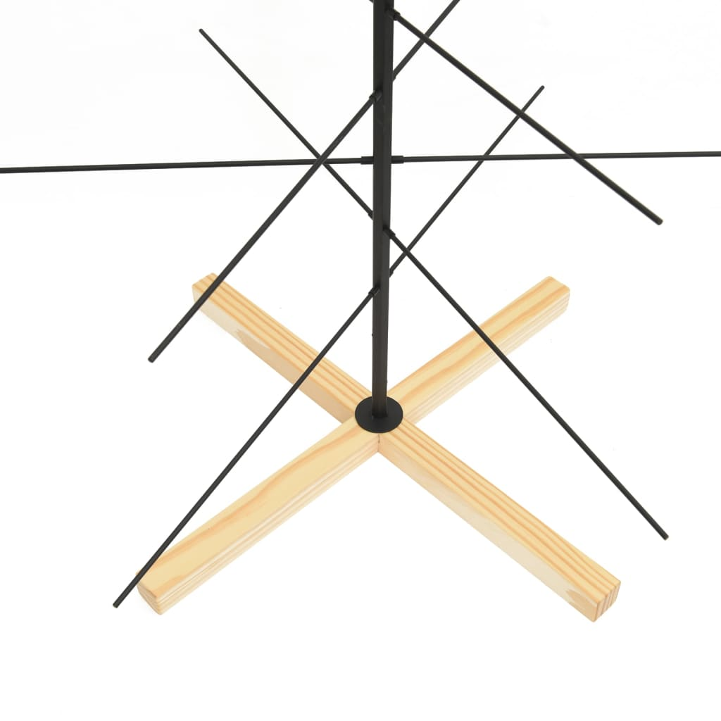 vidaXL Metal Christmas Tree with Wooden Base Black 180 cm