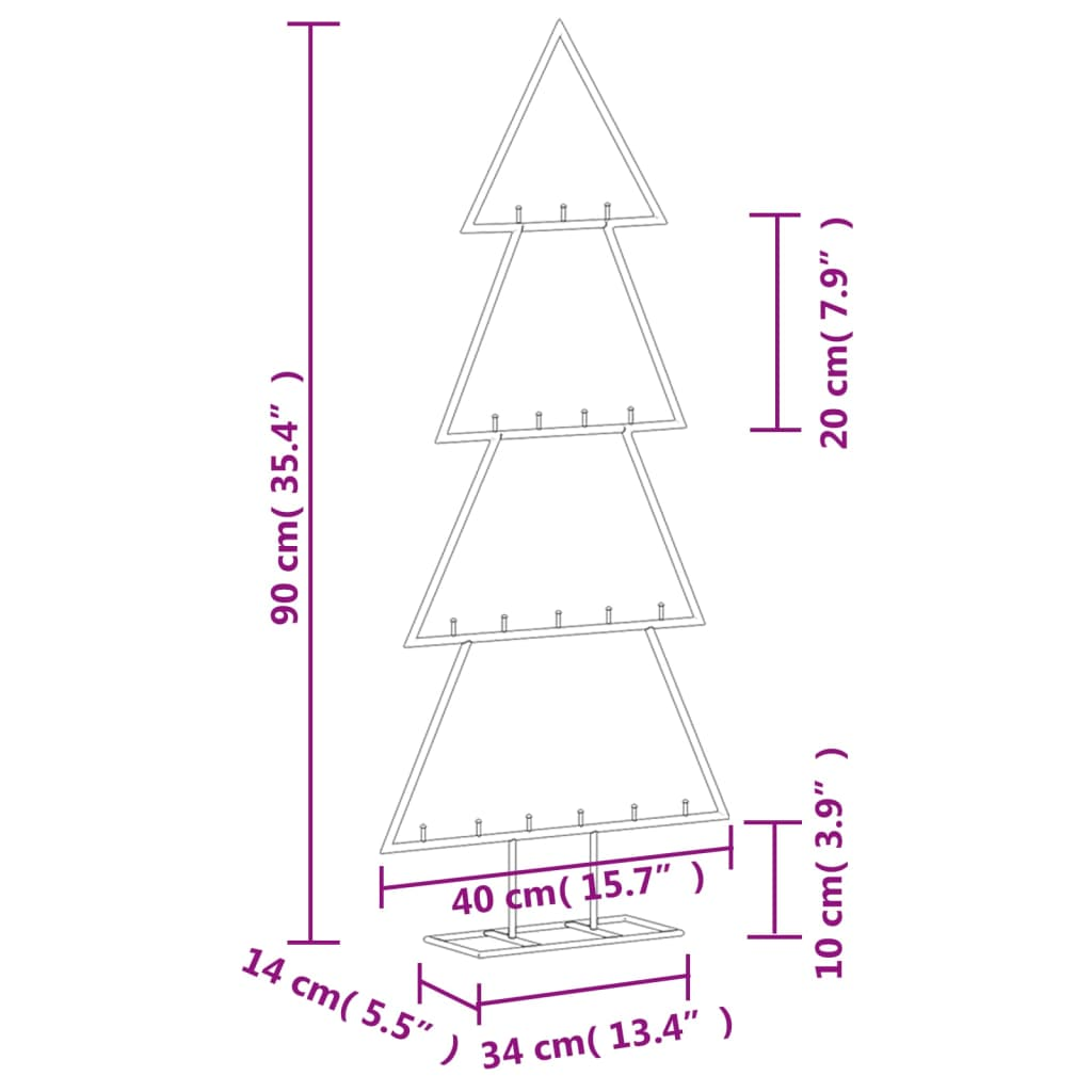 vidaXL Metal Christmas Tree for Decoration Black 90 cm