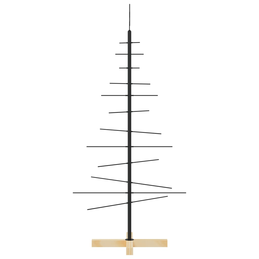 vidaXL Metal Christmas Tree with Wooden Base Black 120 cm