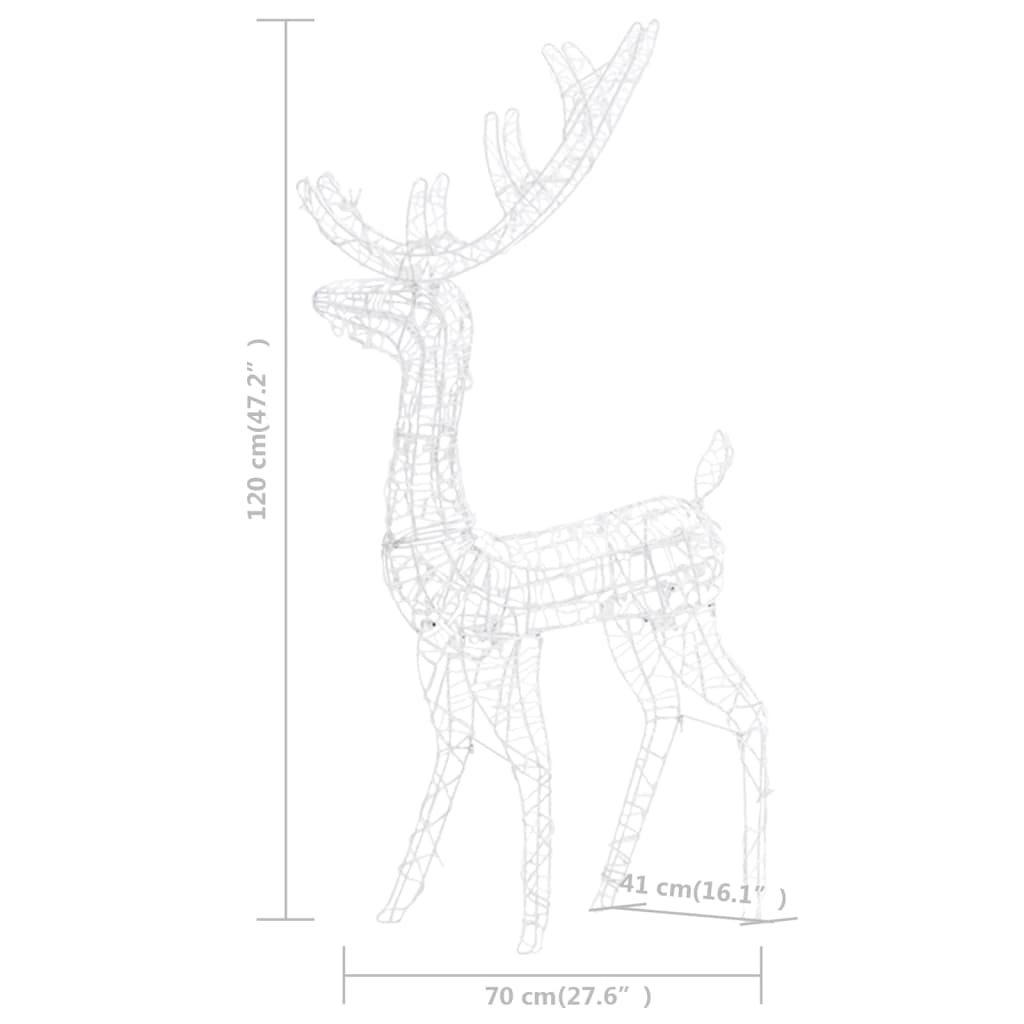 vidaXL Acrylic Reindeer Christmas Decorations 3 pcs 120cm Multicolour