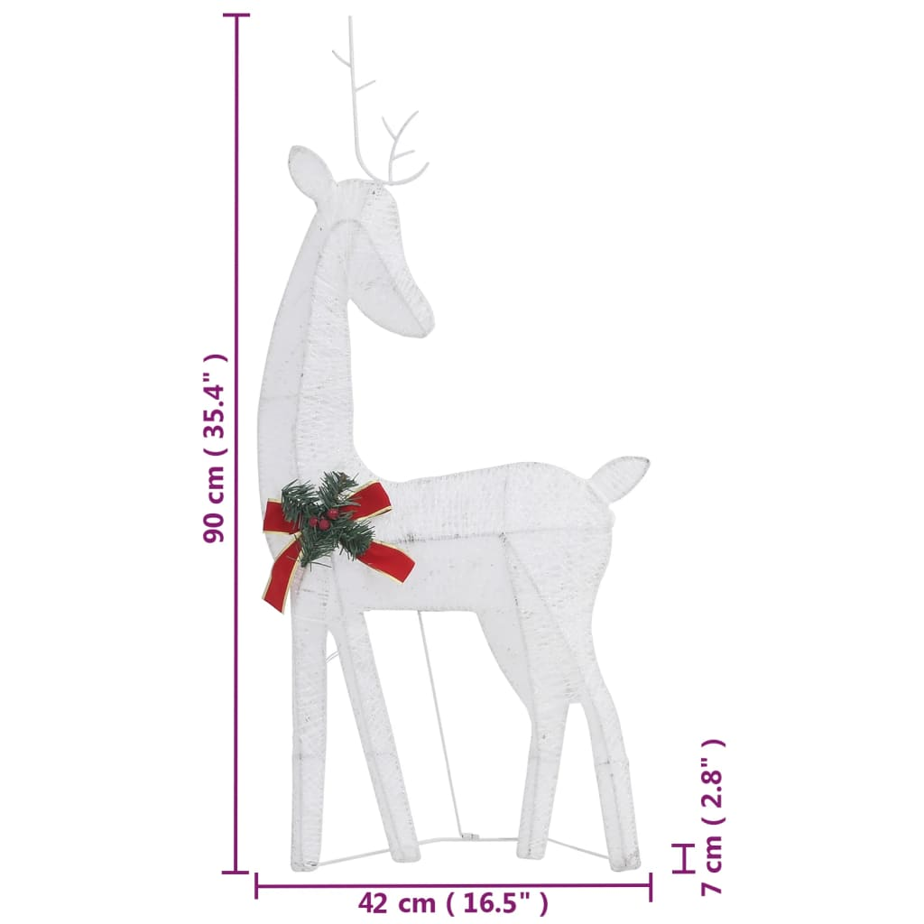 vidaXL Christmas Reindeers 6 pcs White Cold White Mesh