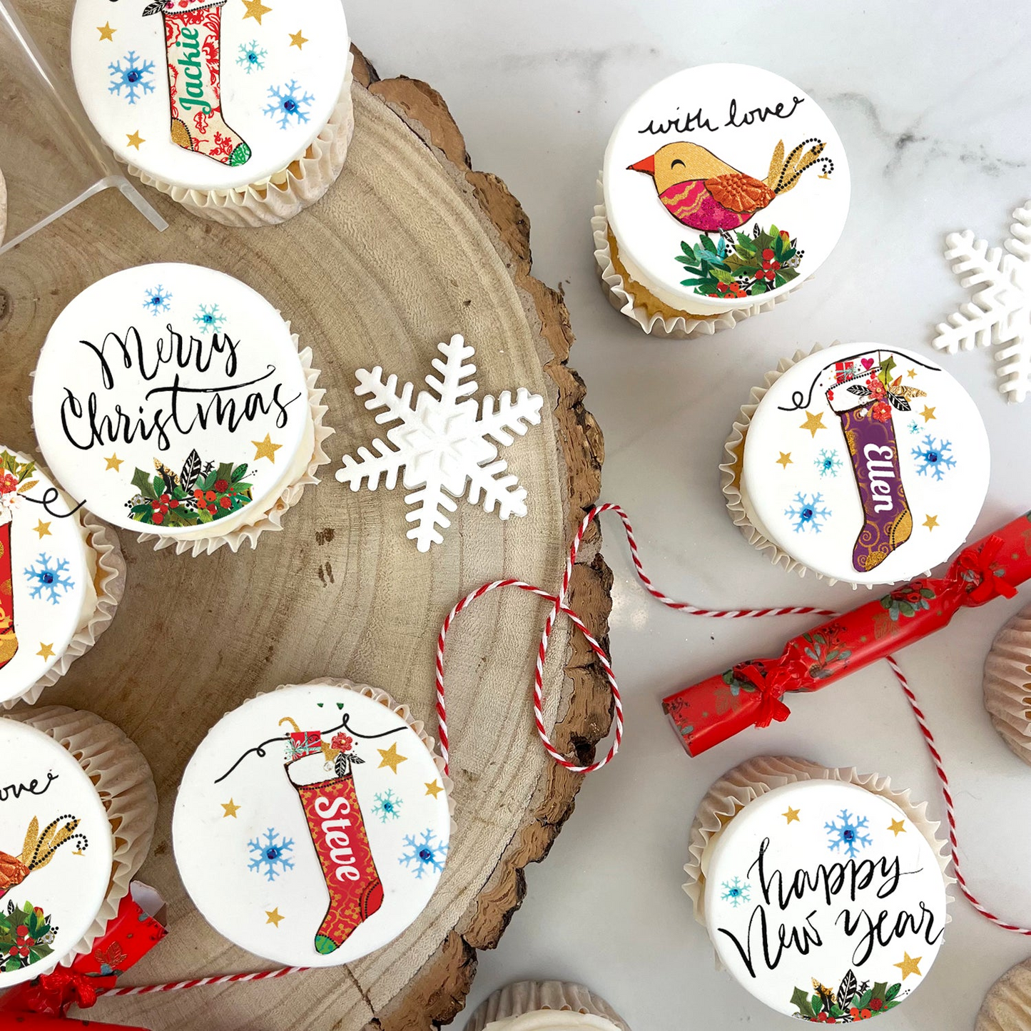 12 Christmas Stockings Personalised Christmas Cupcakes - Bakerdays