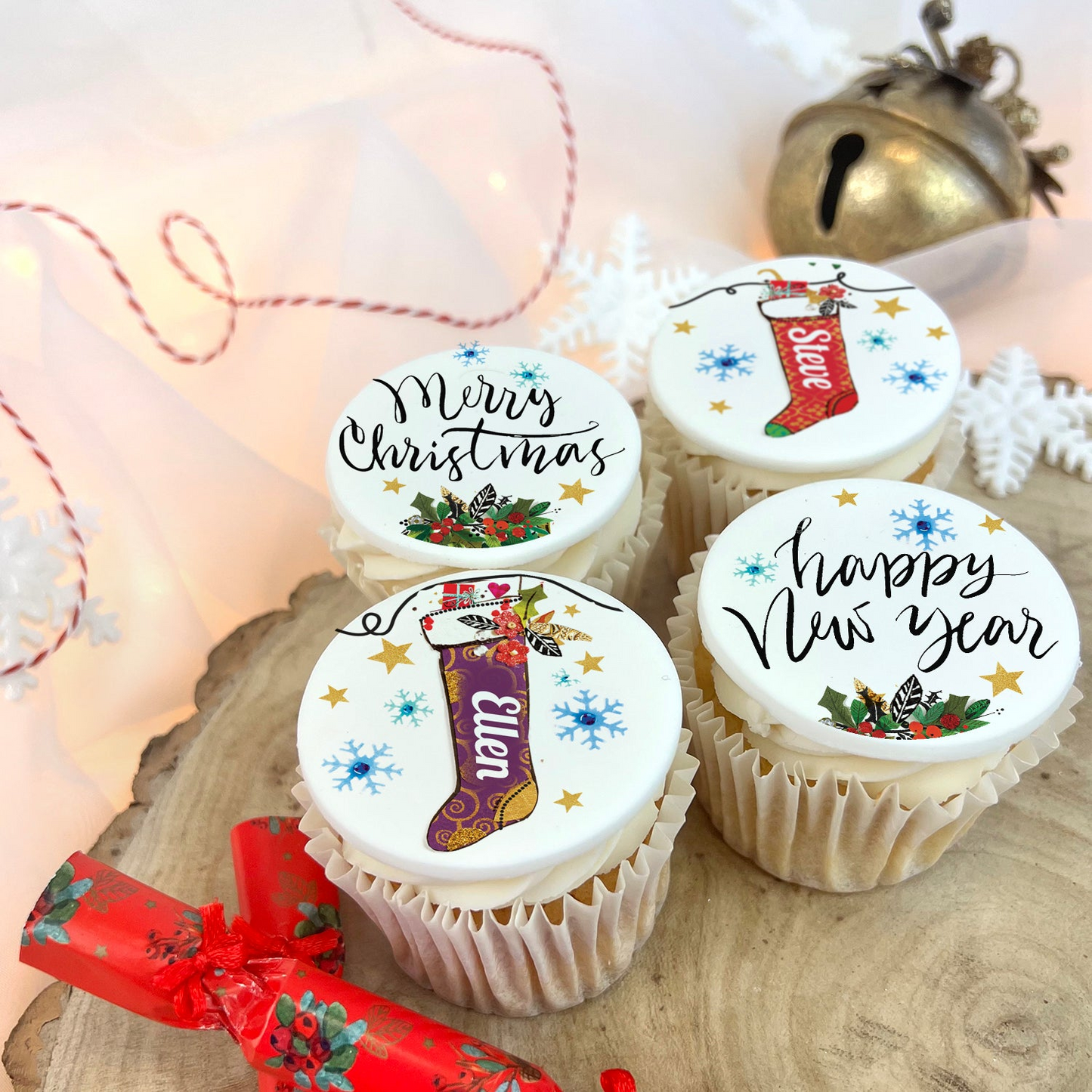 12 Christmas Stockings Personalised Christmas Cupcakes - Bakerdays