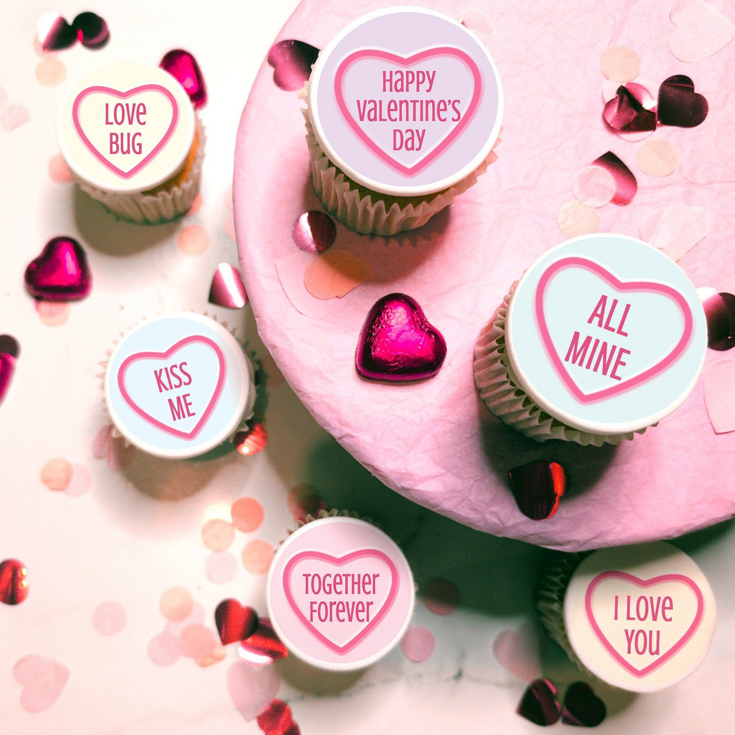 6 Love Hearts Personalised Valentine's Day Cupcakes - Bakerdays