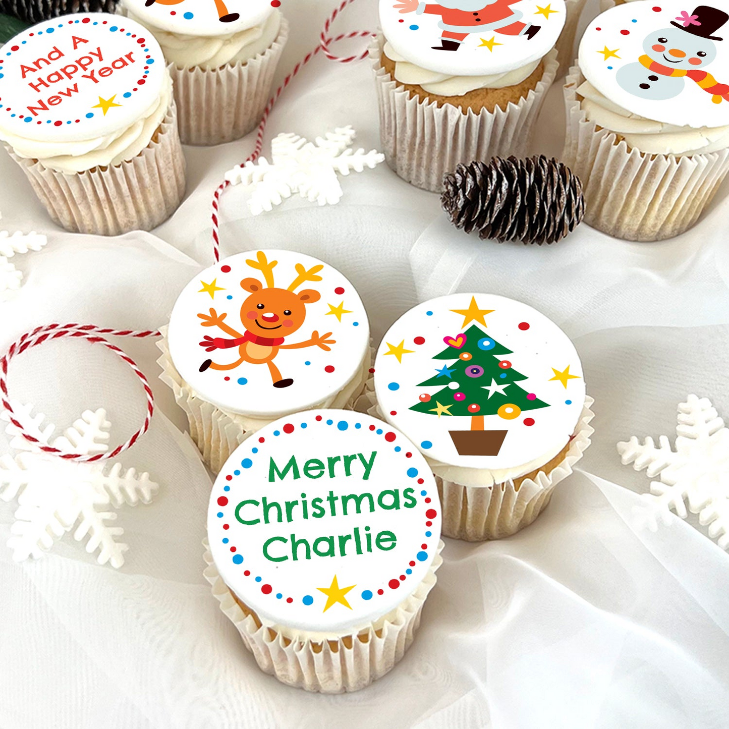 12 Christmas Character Personalised Christmas Cupcakes - Bakerdays