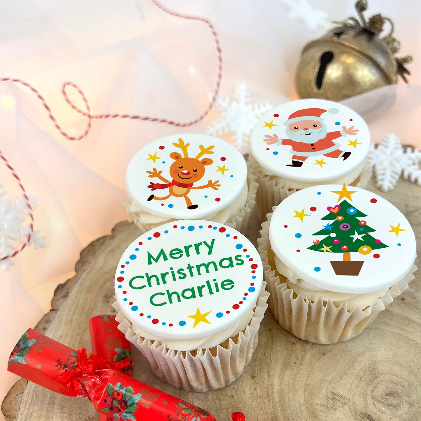 12 Christmas Character Personalised Christmas Cupcakes - Bakerdays