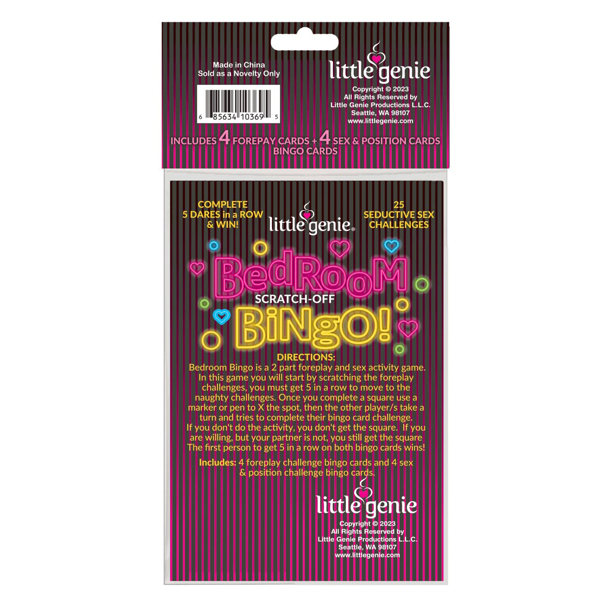 Bedroom Bingo Scratch off Romance Game