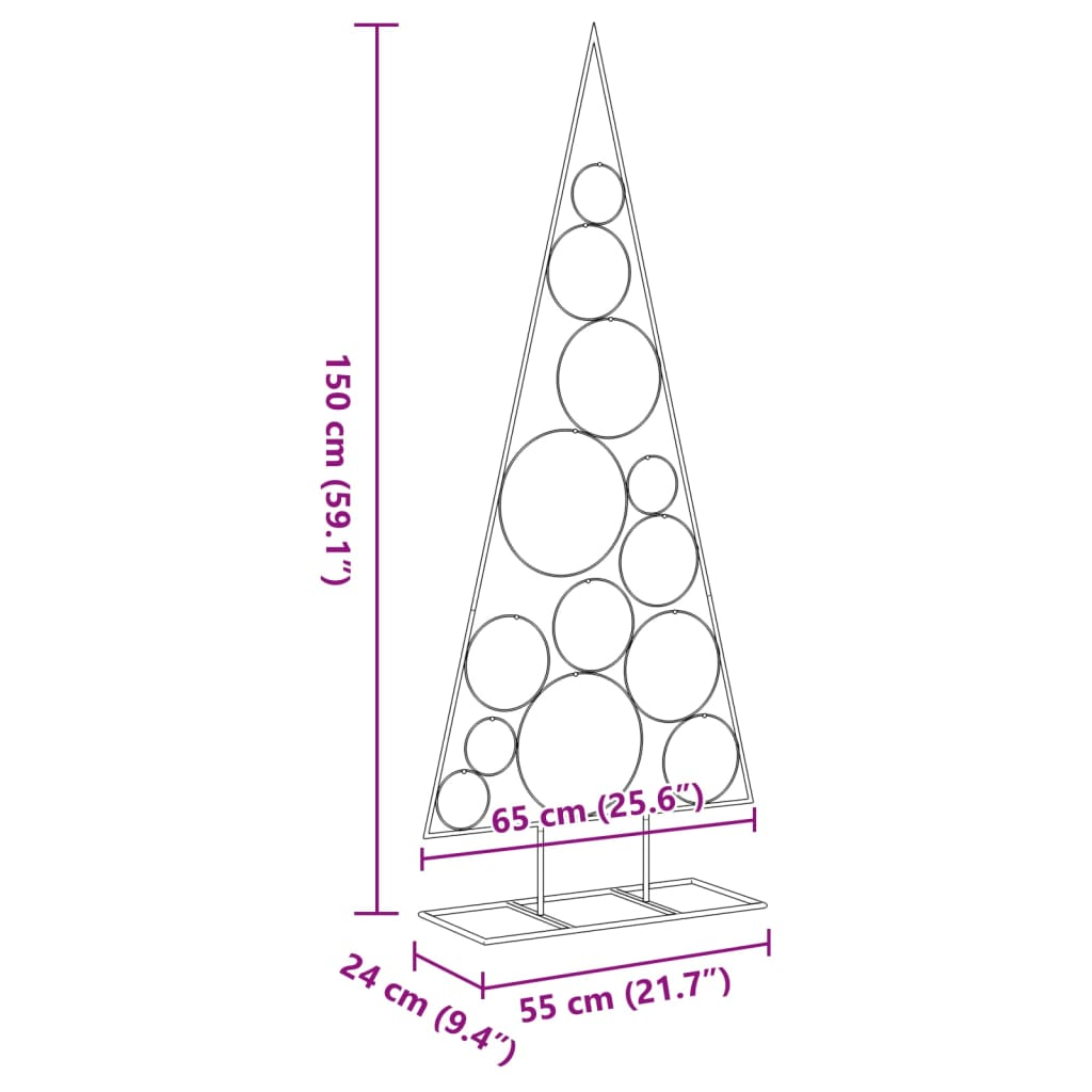 vidaXL Metal Christmas Tree for Decoration Black 150 cm