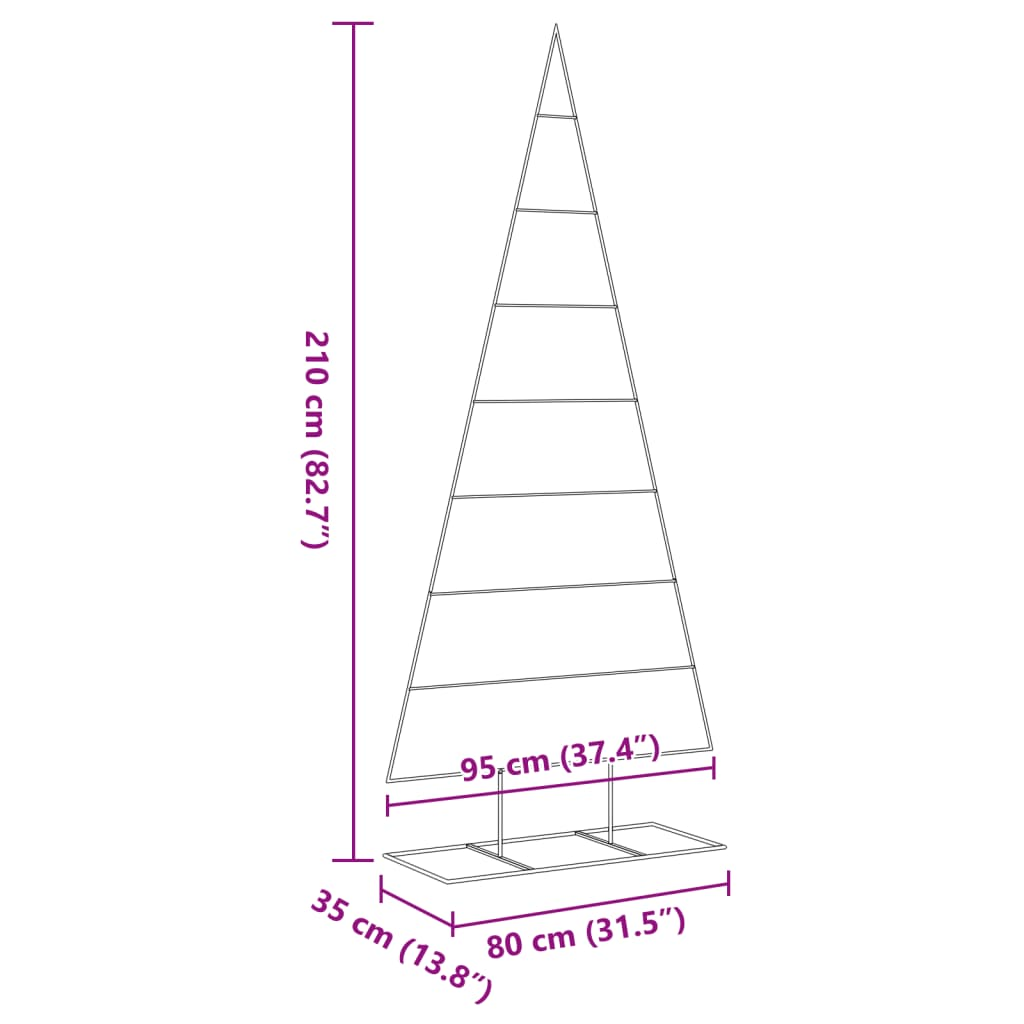 vidaXL Metal Christmas Tree for Decoration Black 210 cm
