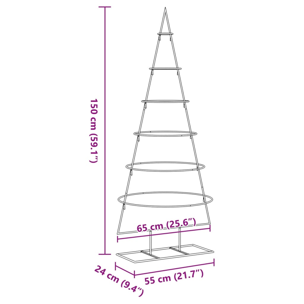 vidaXL Metal Christmas Tree for Decoration Black 150 cm