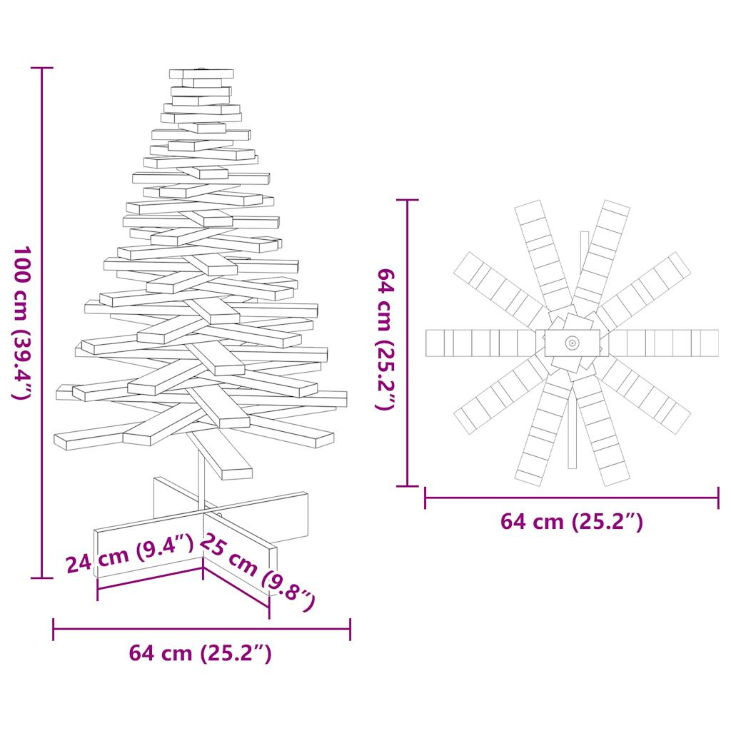 vidaXL Wooden Christmas Tree for Decoration Wax Brown 100 cm Solid Wood Pine