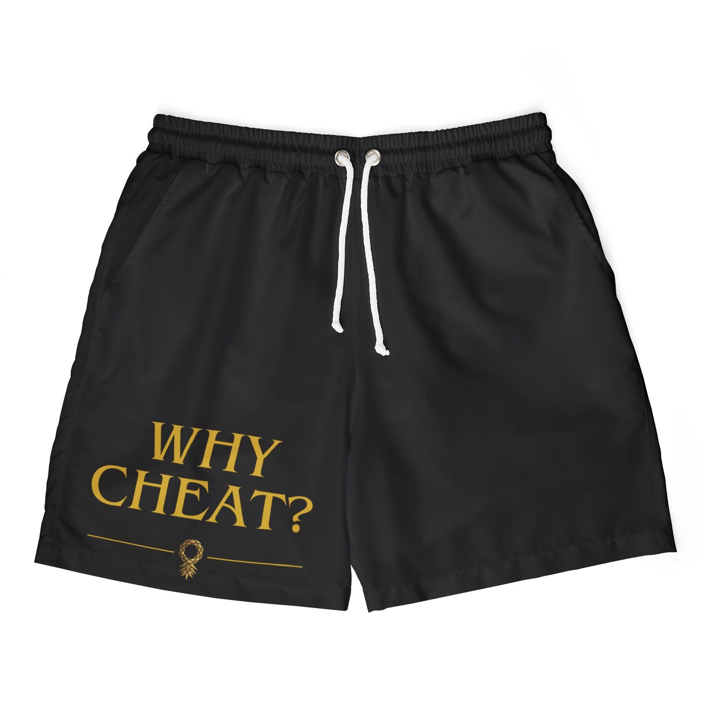 Why Cheat Black Unisex Swim Shorts, Beachwear, Summer Essentials