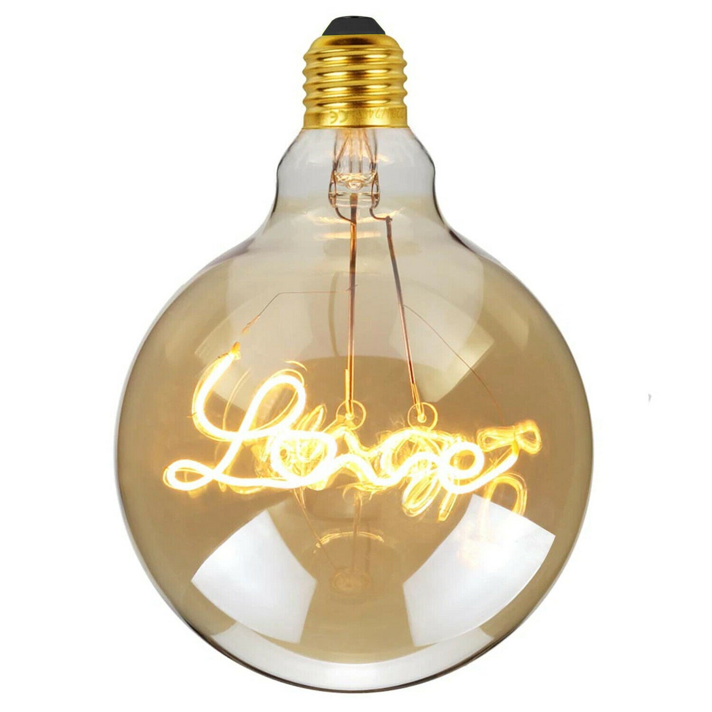 E27 LED Light Bulb with Love Filament Glass Globe Warm White~1042