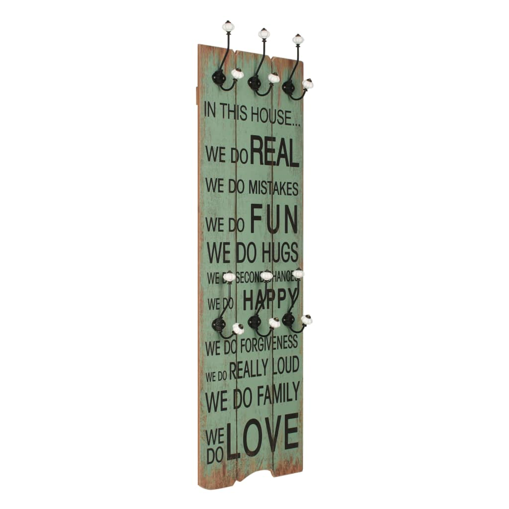 vidaXL Wall-mounted Coat Rack with 6 Hooks 120x40 cm HAPPY LOVE
