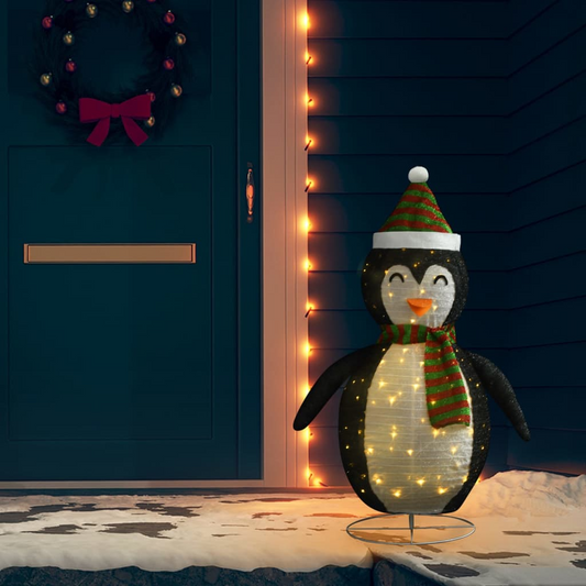 vidaXL Decorative Christmas Snow Penguin Figure LED Luxury Fabric 120cm