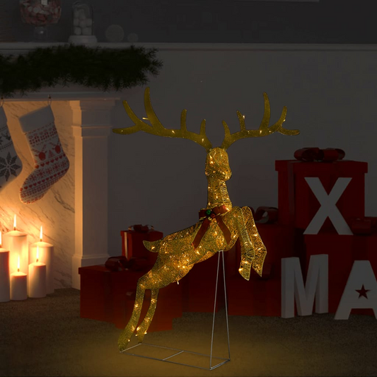 vidaXL Flying Reindeer Christmas Decoration 120 LEDs Gold Warm White