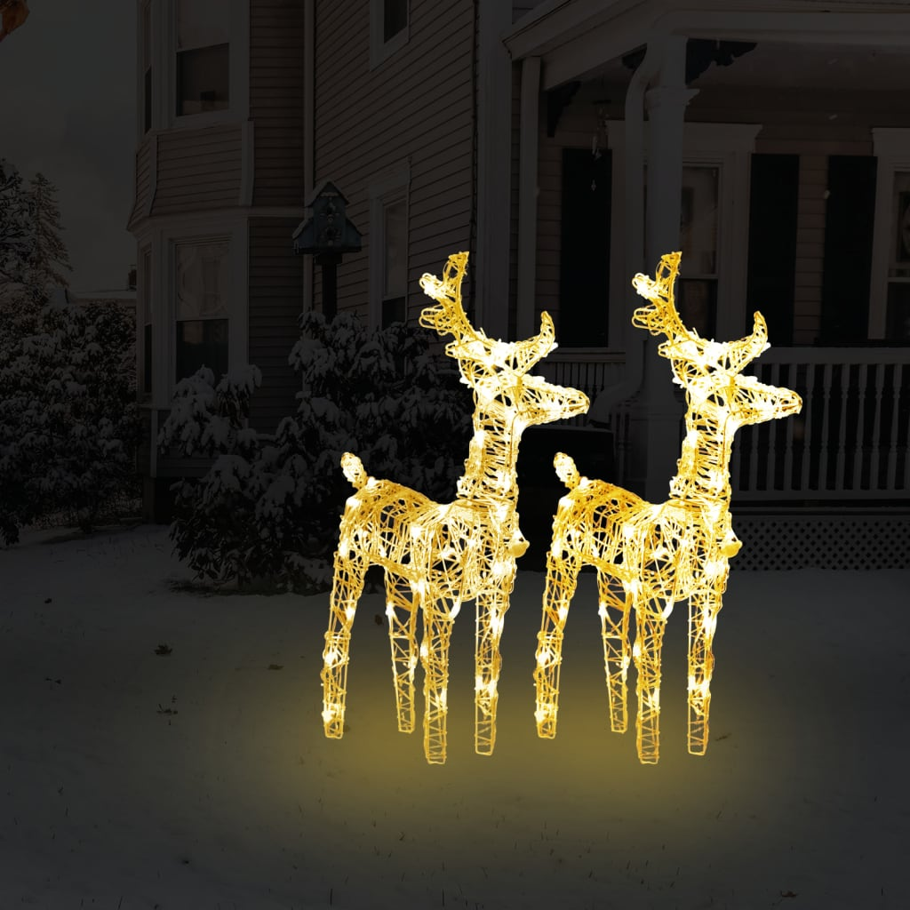 vidaXL Christmas Reindeers 2 pcs Warm White 80 LEDs Acrylic