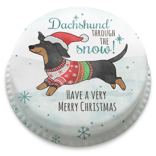 Dachshund Through The Snow Personalised Christmas Cake - Bakerdays