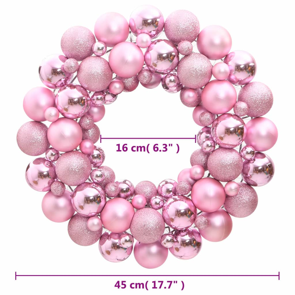 vidaXL Christmas Wreath Pink 45 cm Polystyrene