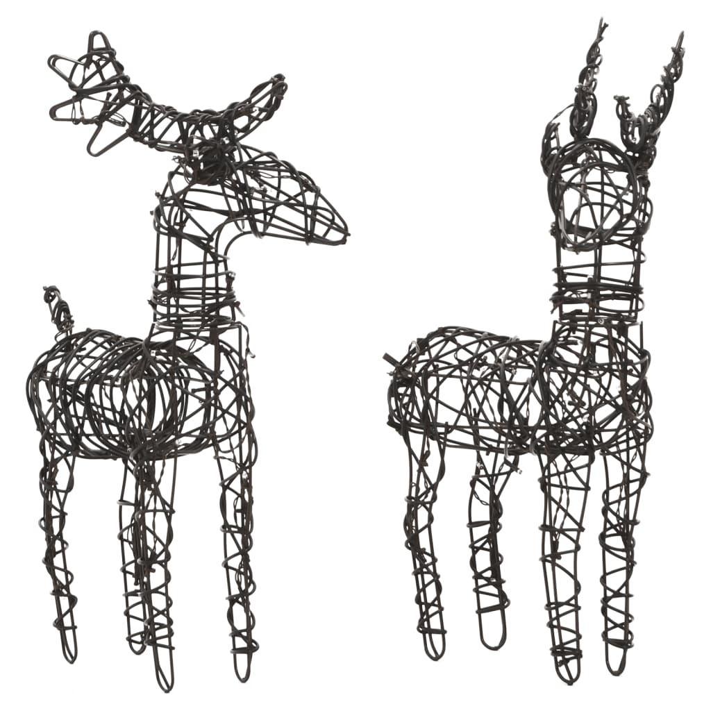 vidaXL Christmas Decorations 6 pcs Reindeers 240 LEDs Warm White Rattan