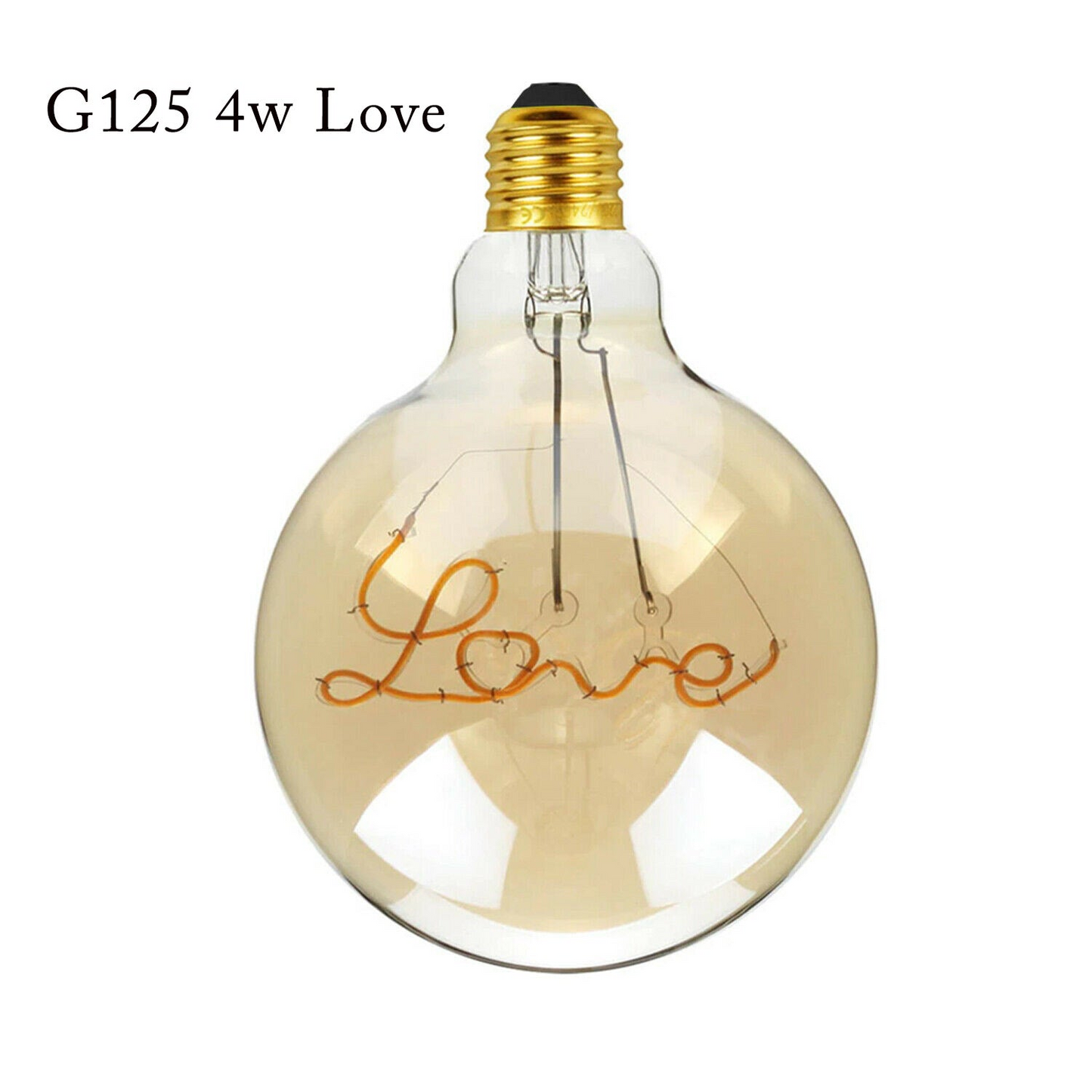E27 LED Light Bulb with Love Filament Glass Globe Warm White~1042