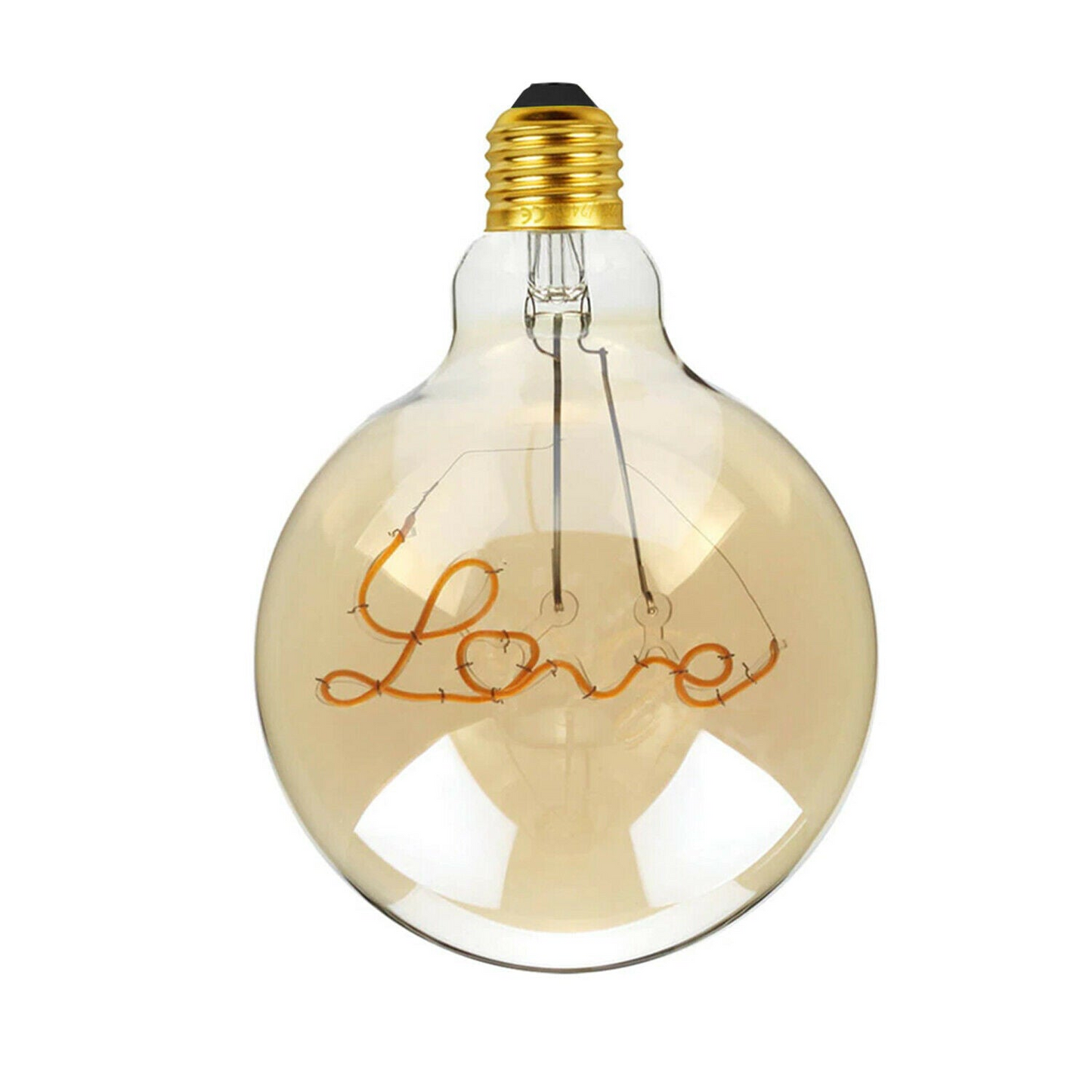 E27 LED Light Bulb with Love Filament Glass Globe Warm White~1042